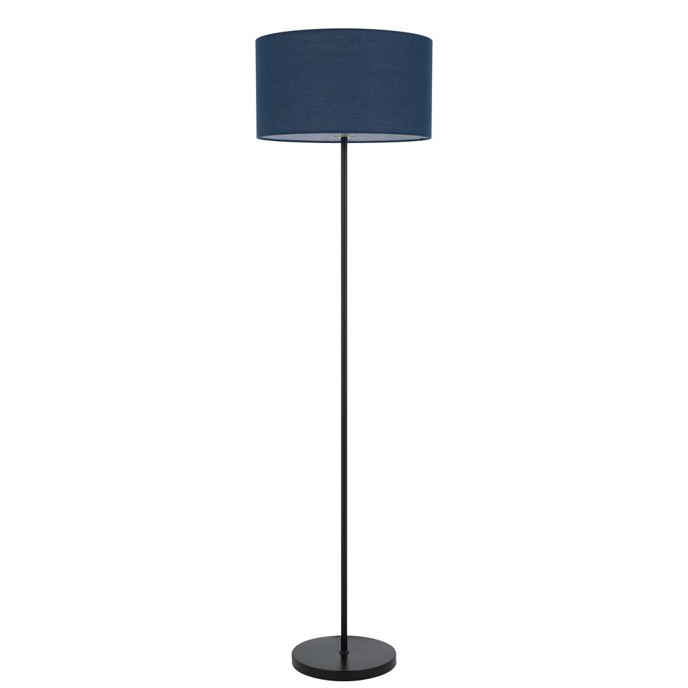 150W 3 wayt Cromwell metal floor lamp with navy blue linen shade. Picture 2