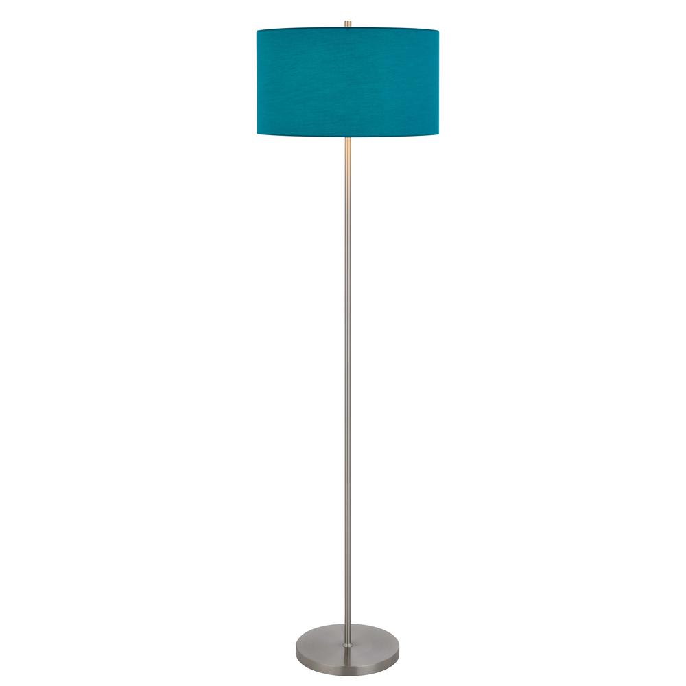 150W 3 wayt Cromwell metal floor lamp with aqua blue linen shade. Picture 2