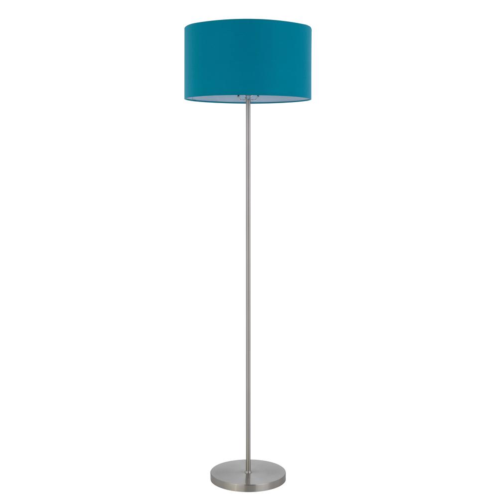 150W 3 wayt Cromwell metal floor lamp with aqua blue linen shade. Picture 3