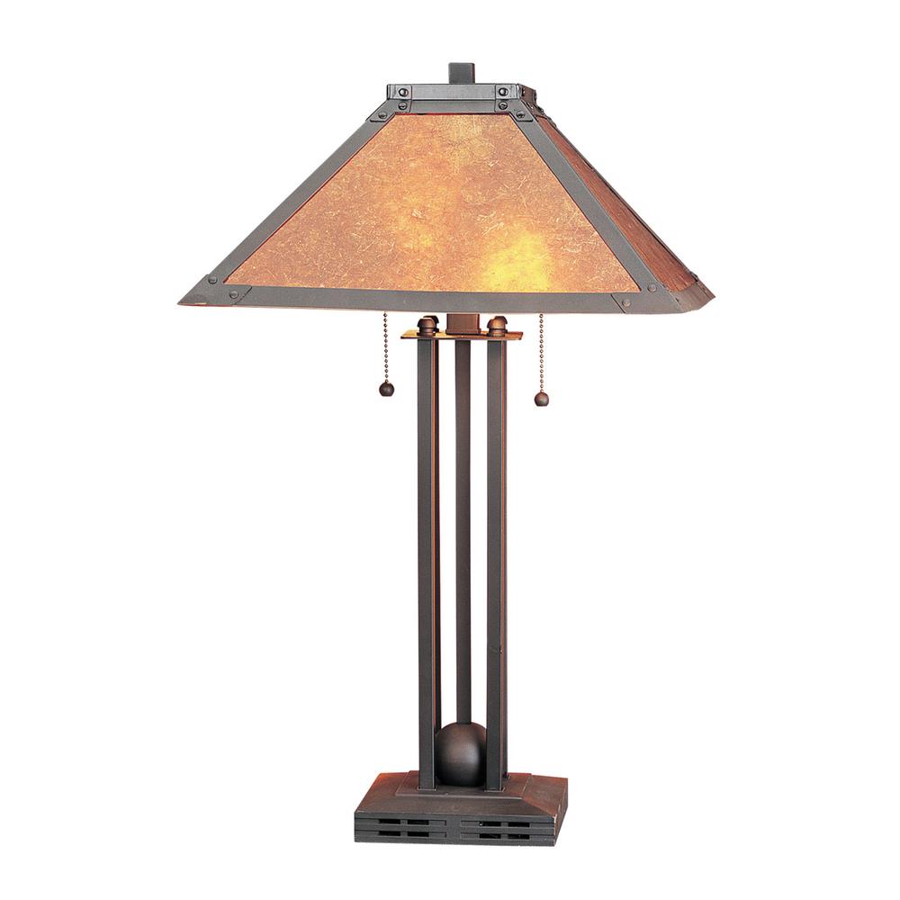 60W X 2 Table Lamp W/Mica Shade. Picture 1