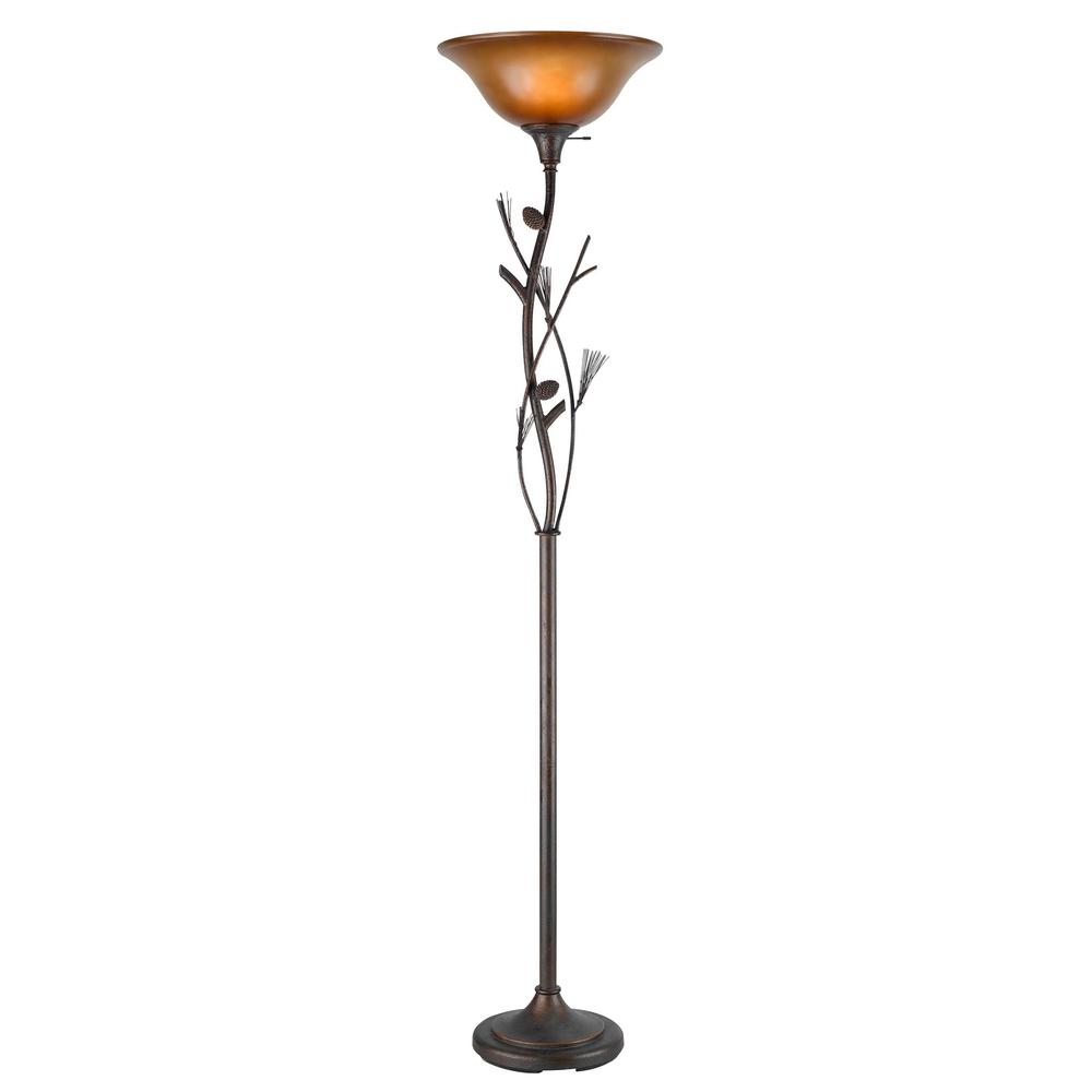 72" Height Metal Torchiere in Rust. Picture 1