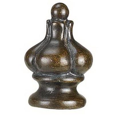 1.5" Height Resin Finial in Medium Wood. Picture 1