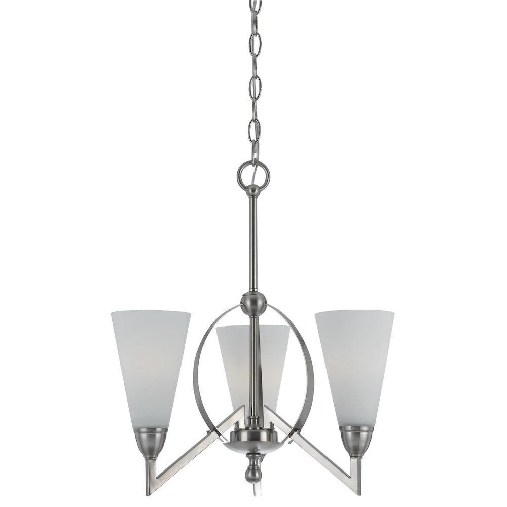 19" Inch Three Light Chandelier in Brushed Steel. The main picture.