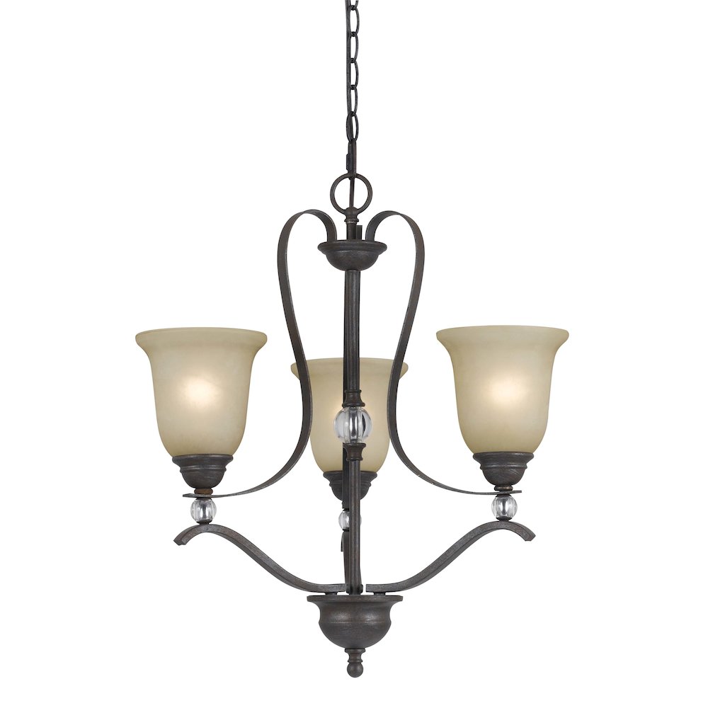 24" Three Light Chandelier in Organic Black. The main picture.