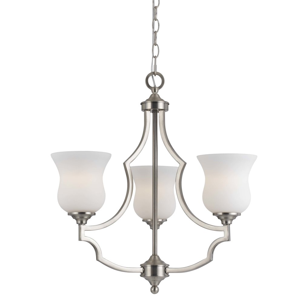 22" Inch Three Light Chandelier in Brushed Steel. Picture 1