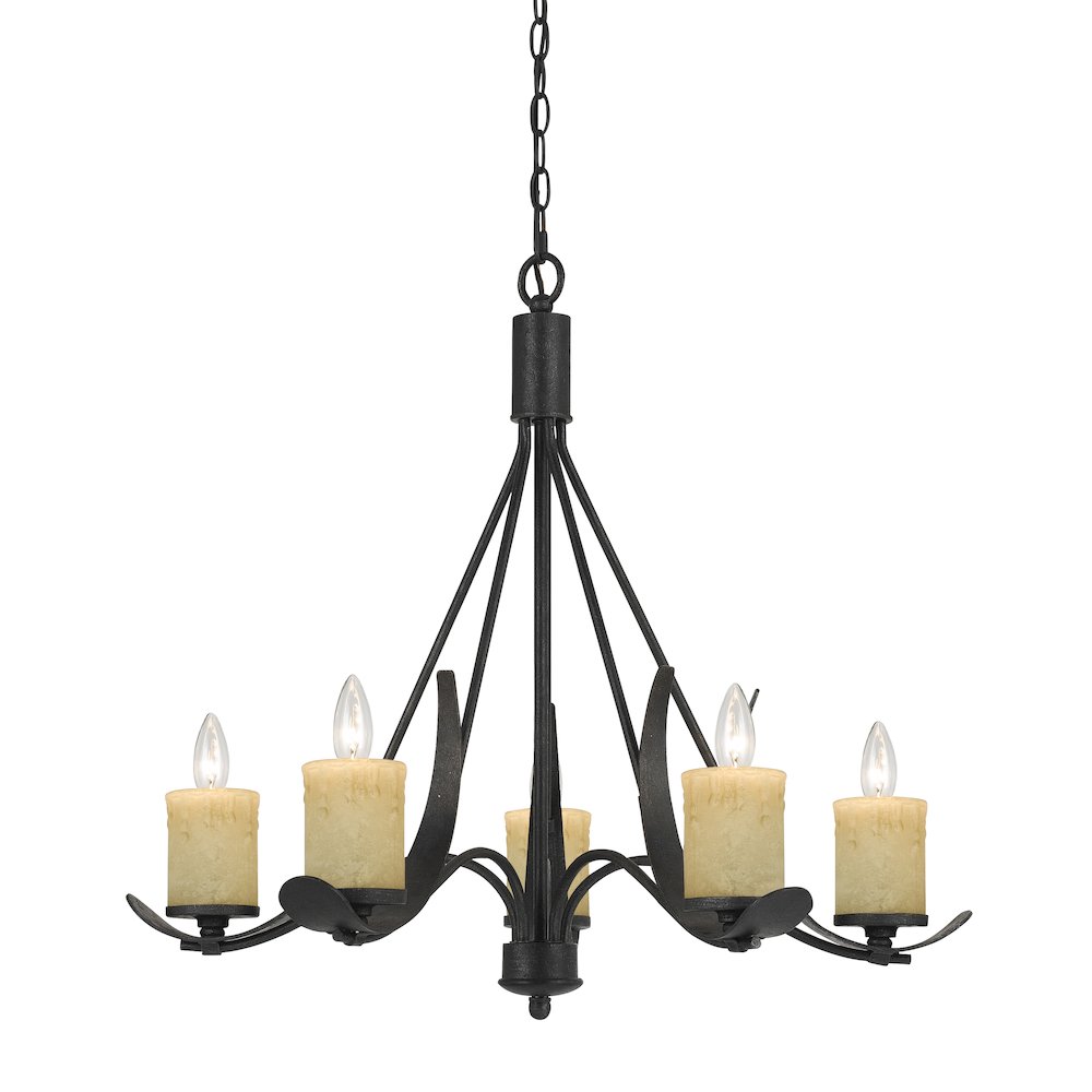 25.5" Inch Tall Metal Chandelier in Black Smith Finish. Picture 1