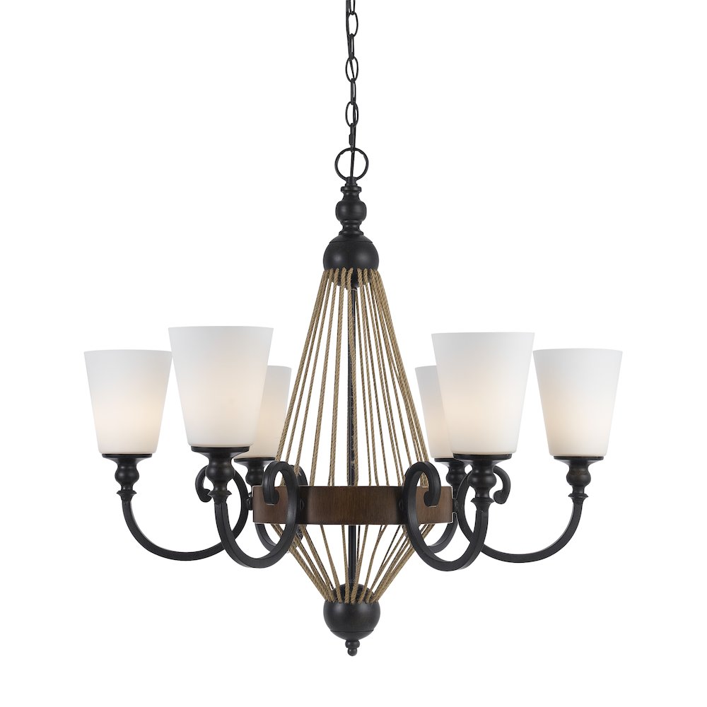 30.75" Inch Tall Metal Chandelier in Metal Wood Finish. The main picture.