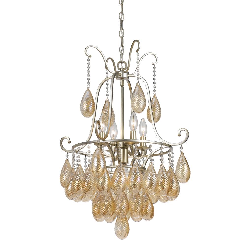 34.5" Inch Glass Chandelier in Warm Silver Finish. Picture 1