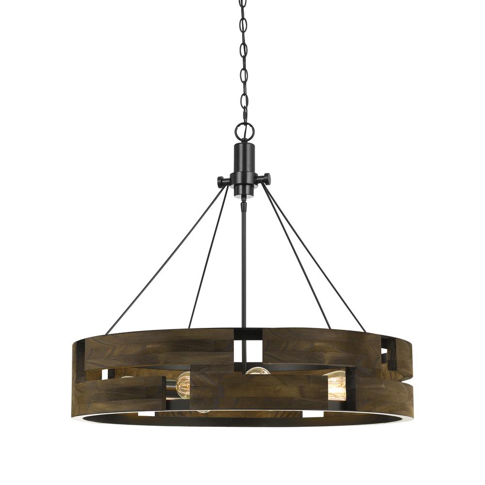 60W X 9 Bradford Metal And Wood Chandelier (Edison Bulbs Not Included). The main picture.