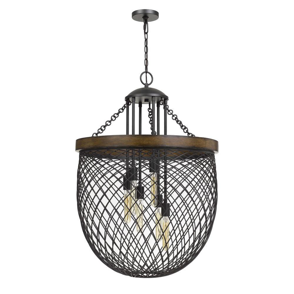 Marion Metal/Wood Mesh Shade Chandelier (Edison Bulbs Not included), FX37186. The main picture.