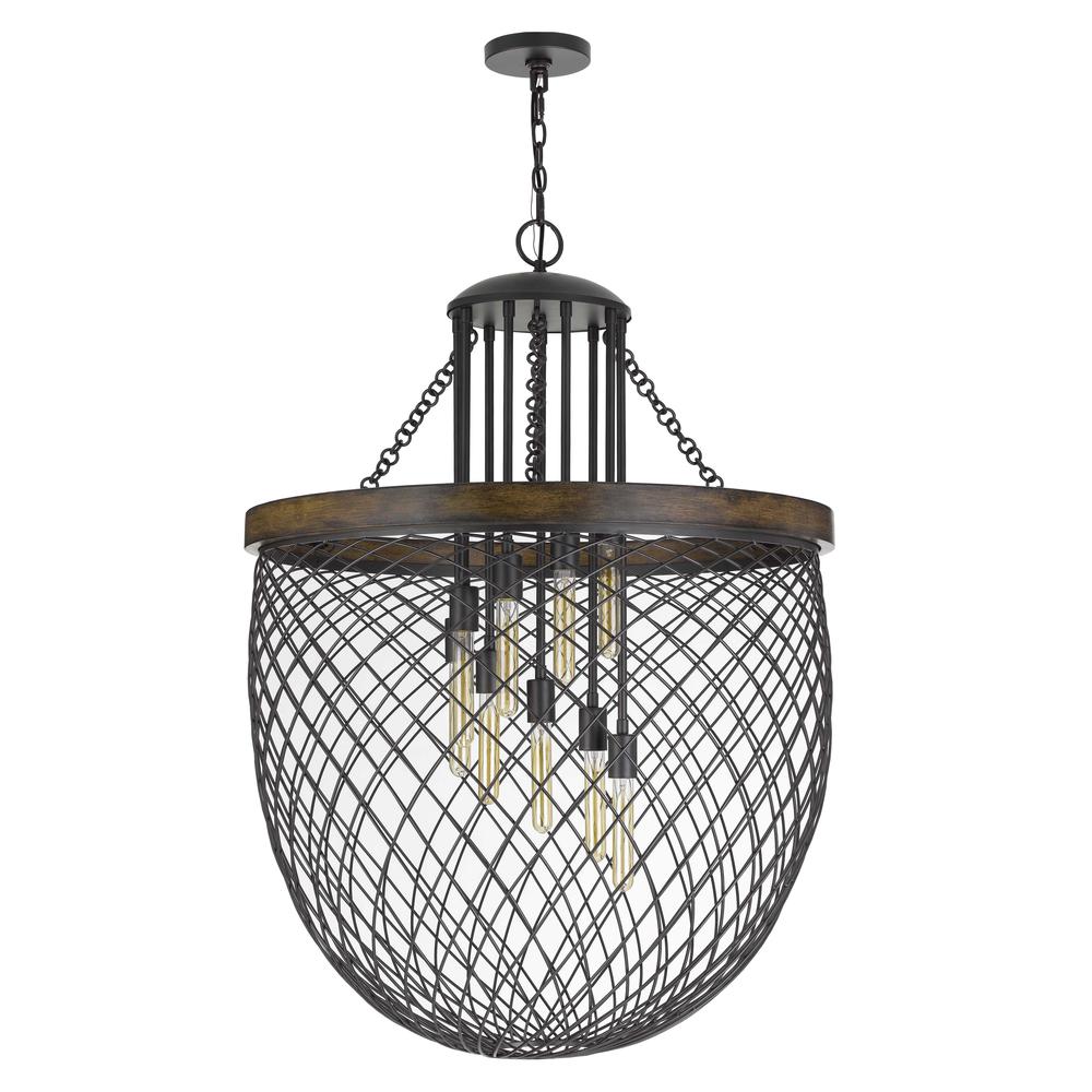 Marion Metal/Wood Mesh Shade Chandelier (Edison Bulbs Not included), FX37189. The main picture.