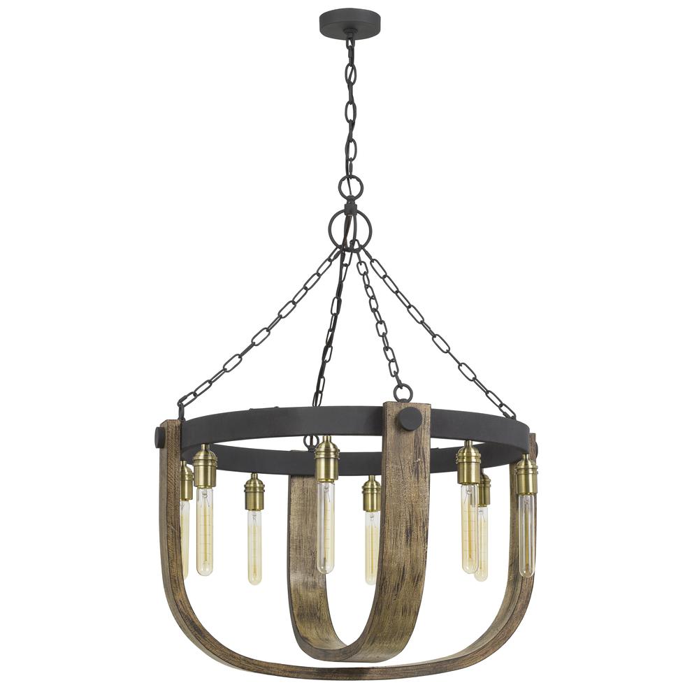 60W X 8 Apulia Metal/Wood Chandelier (Edison Bulbs Are Not included). Picture 3