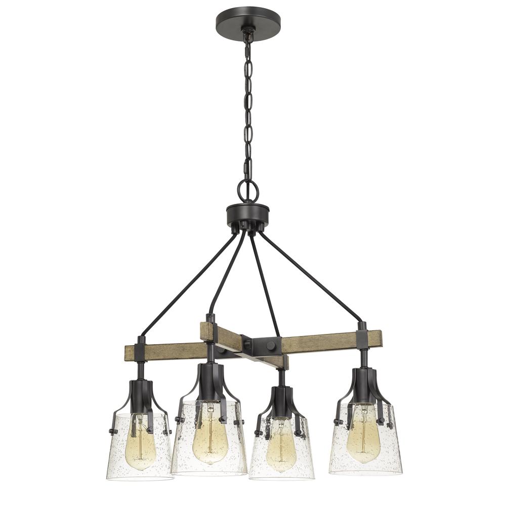 60W X 4 Aosta Metal Chandelier With BubbLED Glass Shades (Edison Bulbs Are Not included). Picture 3