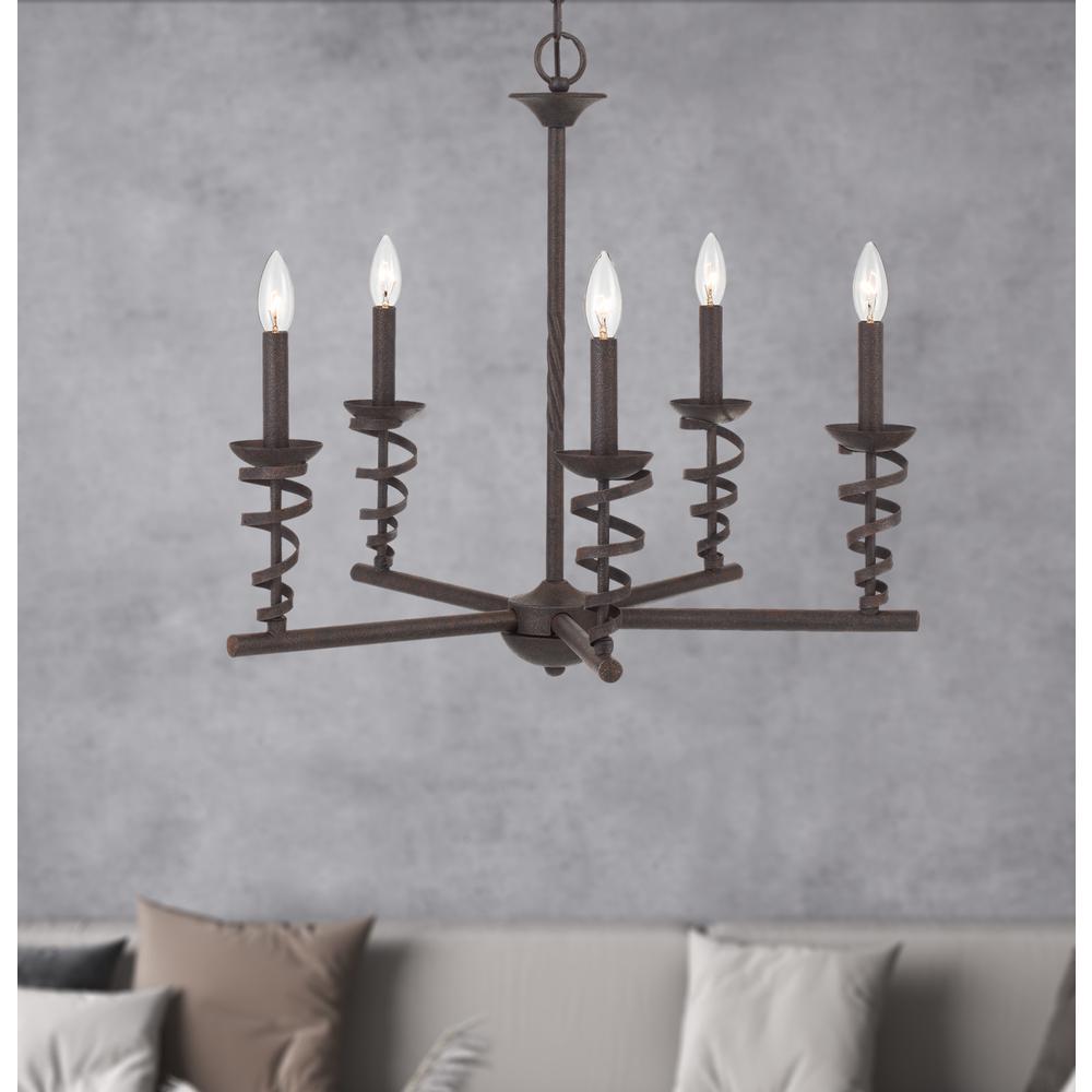 60W x 5 Forbach metal chandelier (Edison Bulbs are included), Texture black. Picture 1