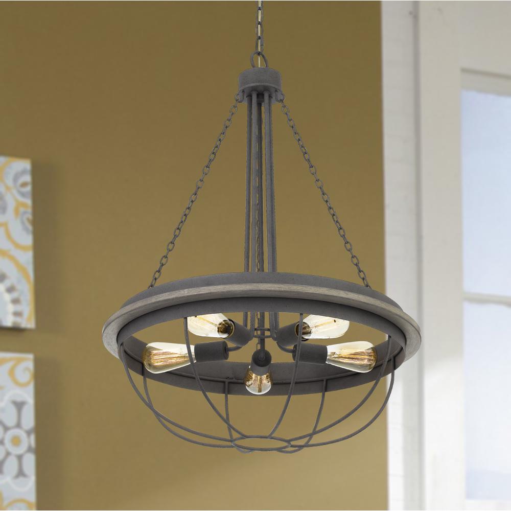 60W x 5 Nixa metal chandelier (Edison bulbs NOT included), Dove Grey. The main picture.