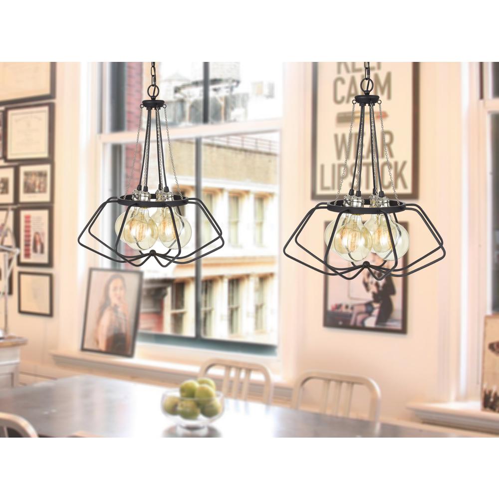 60W x 4 Ladue metal chandelier (Edison bulbs shown ARE included), Black/Chrome. Picture 2