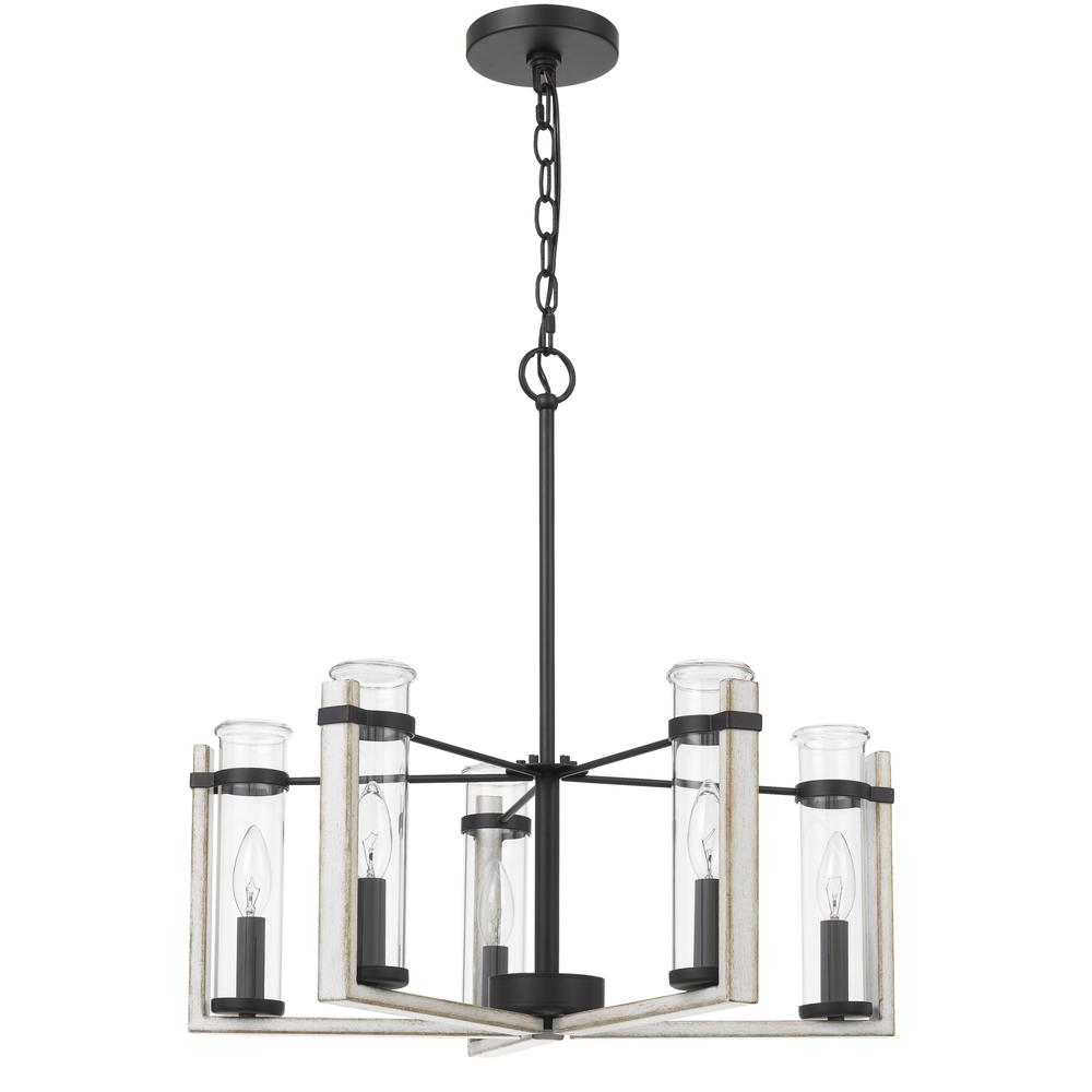 60Wx  5 Olivette metal chandelier with glass shade. Picture 1