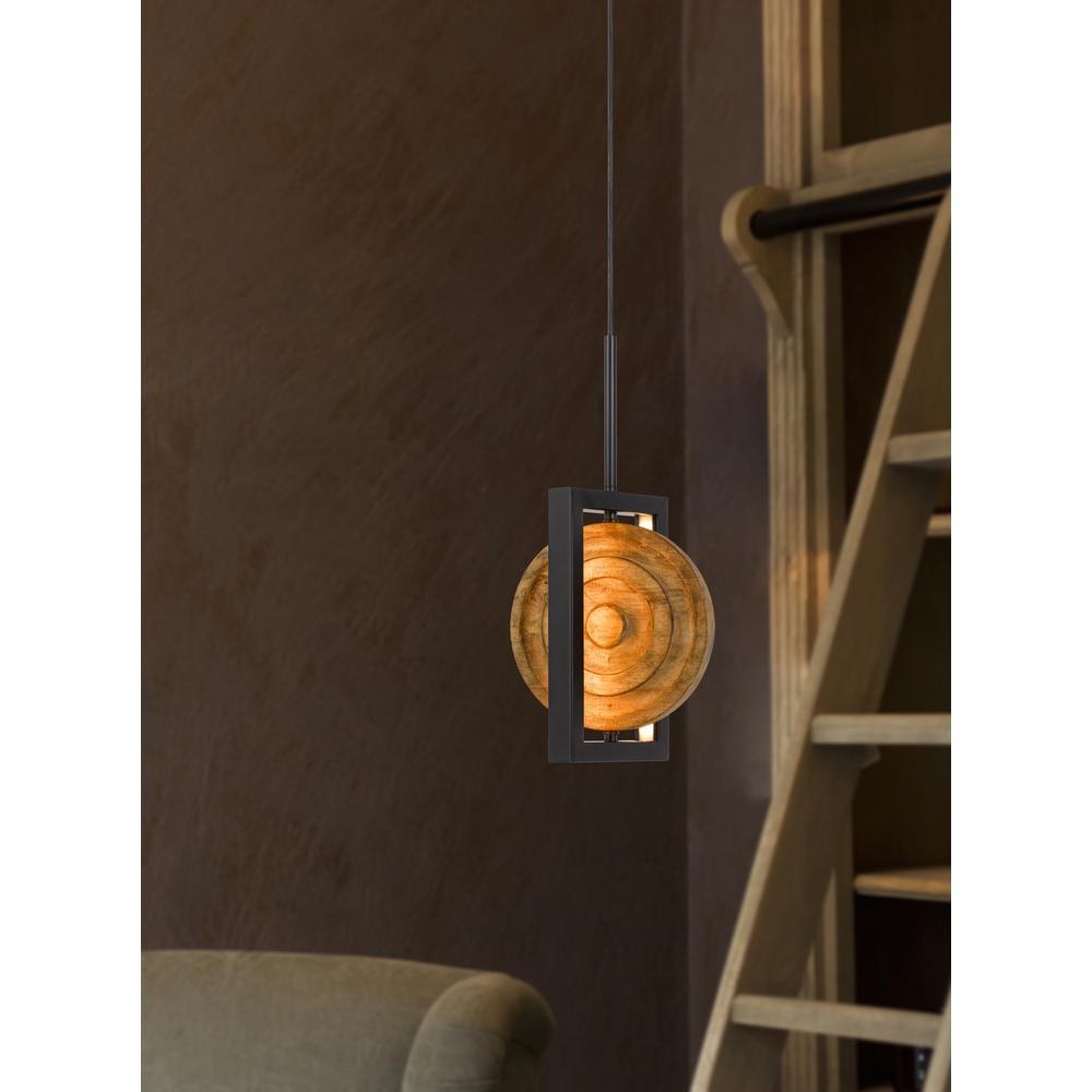 Fano integrated dimmable LED wood/metal mini pendant fixture. 16W, 1280 lumen. 3000K, Pine. Picture 2