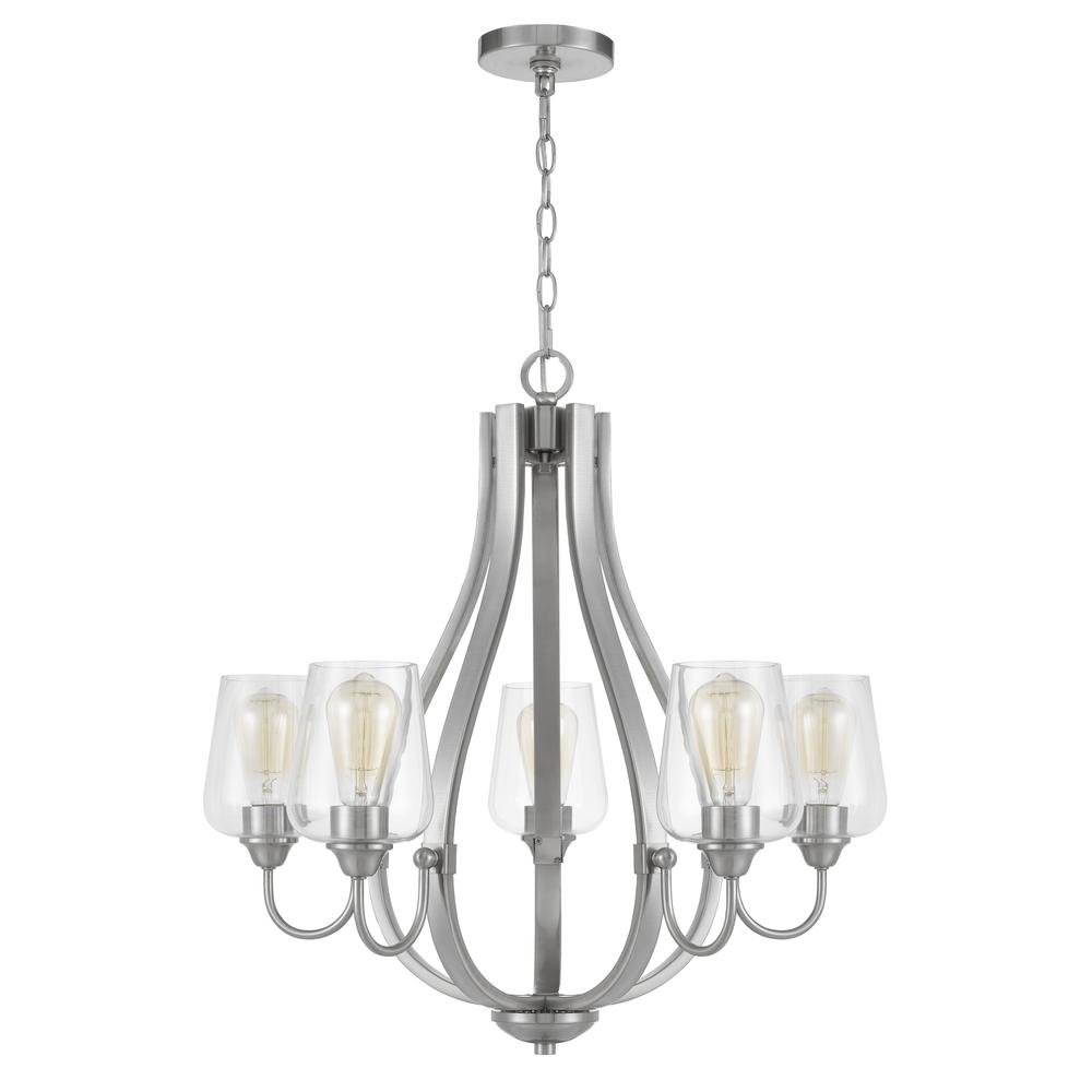 Newport metal chandelier with glass shades. Picture 1