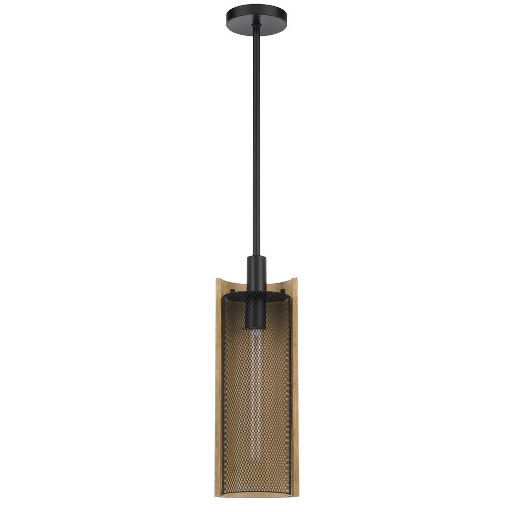Wigan robber wood drop pendant with mesh shade. Picture 1