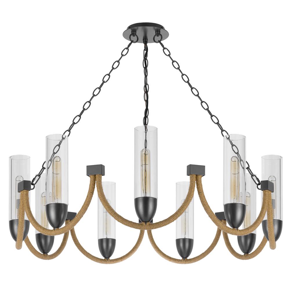60W x 9 Argyle metal chandelier with moss rods and glass shades. Picture 3