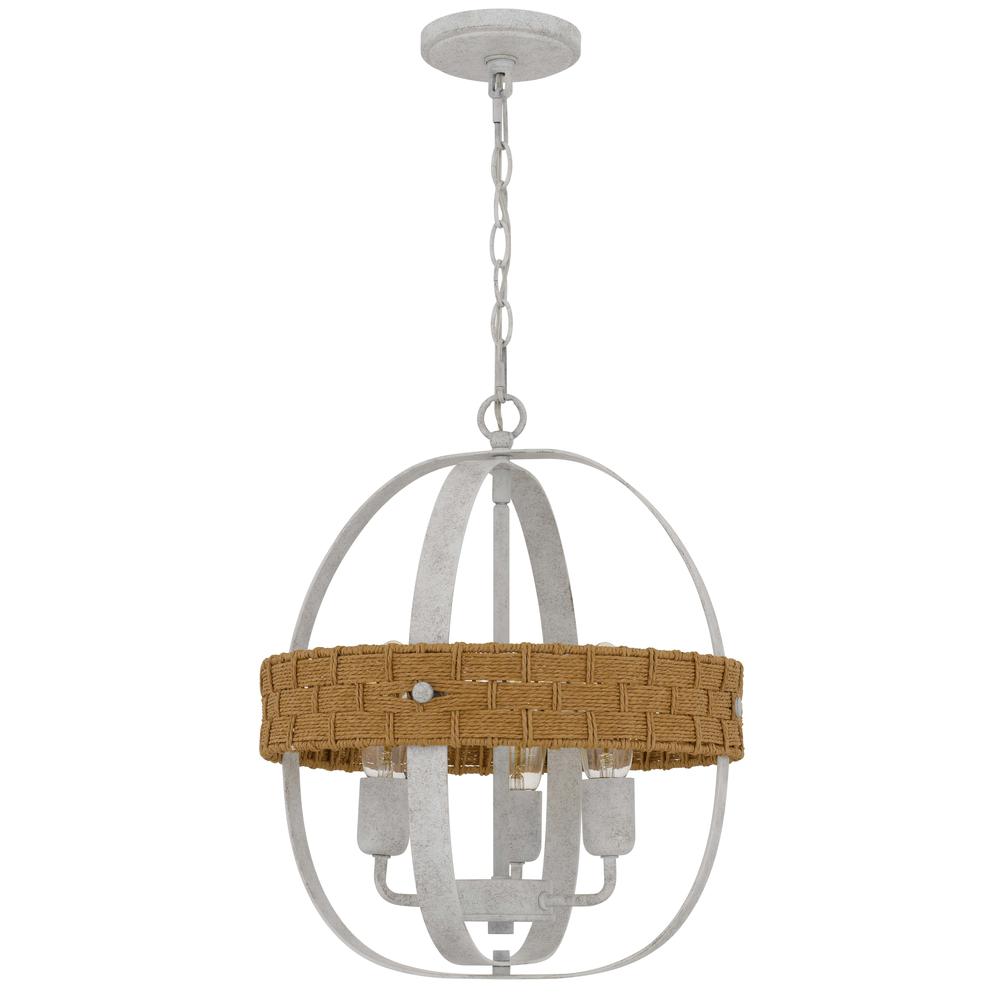 60W x 3 Barton metal chandelier with rattan design. Picture 1