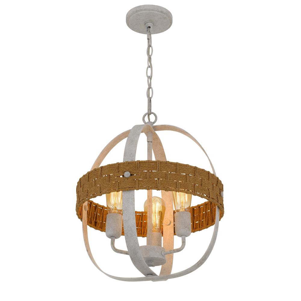 60W x 3 Barton metal chandelier with rattan design. Picture 2