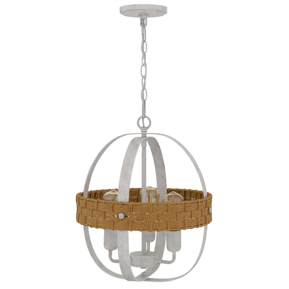 60W x 3 Barton metal chandelier with rattan design. Picture 3