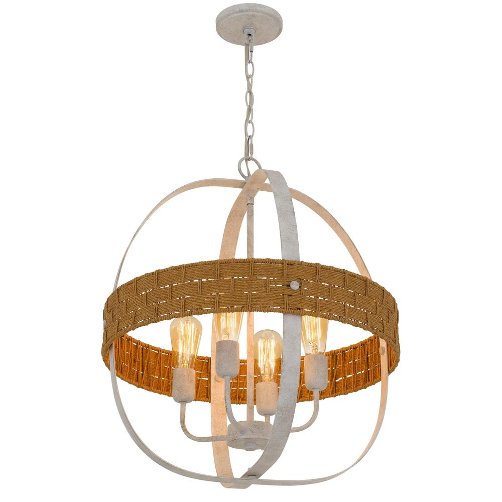 60W x 4 Barton metal chandelier with rattan design. Picture 3