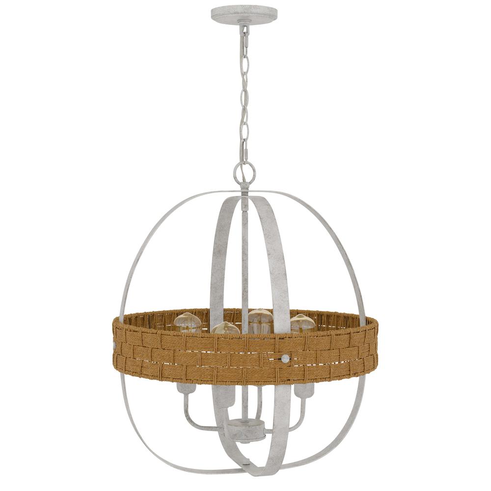 60W x 4 Barton metal chandelier with rattan design. Picture 2