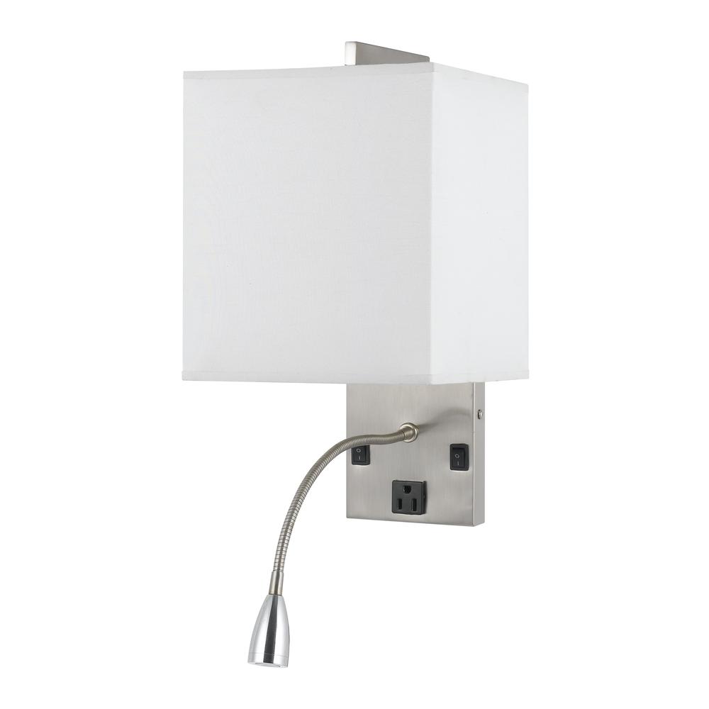 60W Metal Wall Lamp With Rocker Switch And 1W LED Gooseneck Reading Light. Picture 1