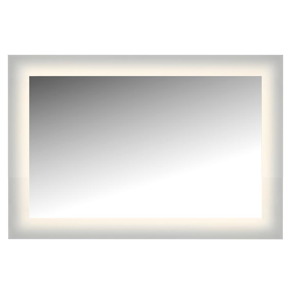 LED Lighted Mirror Wall Glow Style With Frosted Glass To The Edge, 36" X 24" With Easy Cleat System. Picture 1