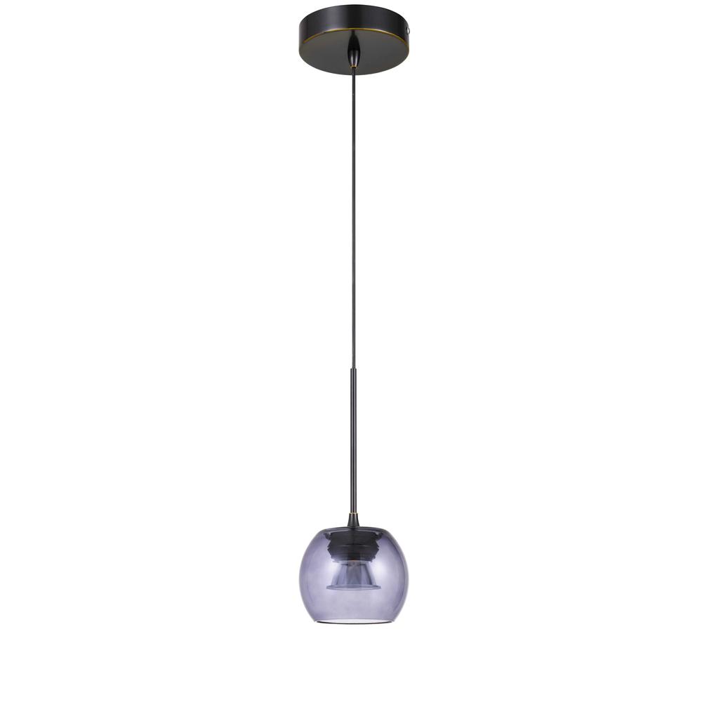 Ithaca 3000K, 8W, 700 Lumen, 90 CRI Dimmable LED Glass Mini Pendant With Smoked Glass. Picture 1