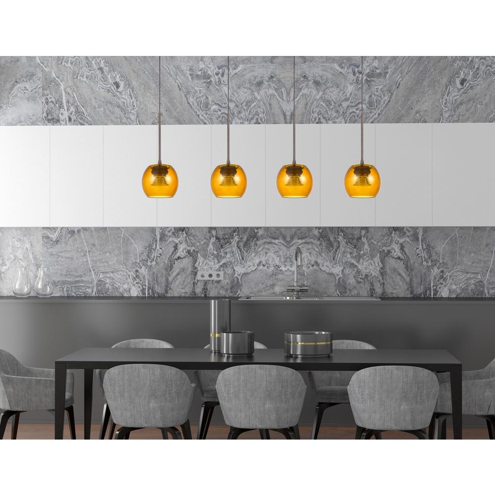 Ithaca 3000K, 8W, 700 Lumen, 90 CRI Dimmable LED Glass Mini Pendant With Amber Glass. Picture 3