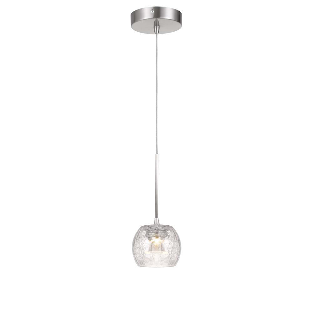 Ithaca 3000K, 8W, 700 Lumen, 90 CRI Dimmable LED Glass Mini Pendant With Clear Crackle Glass. Picture 3