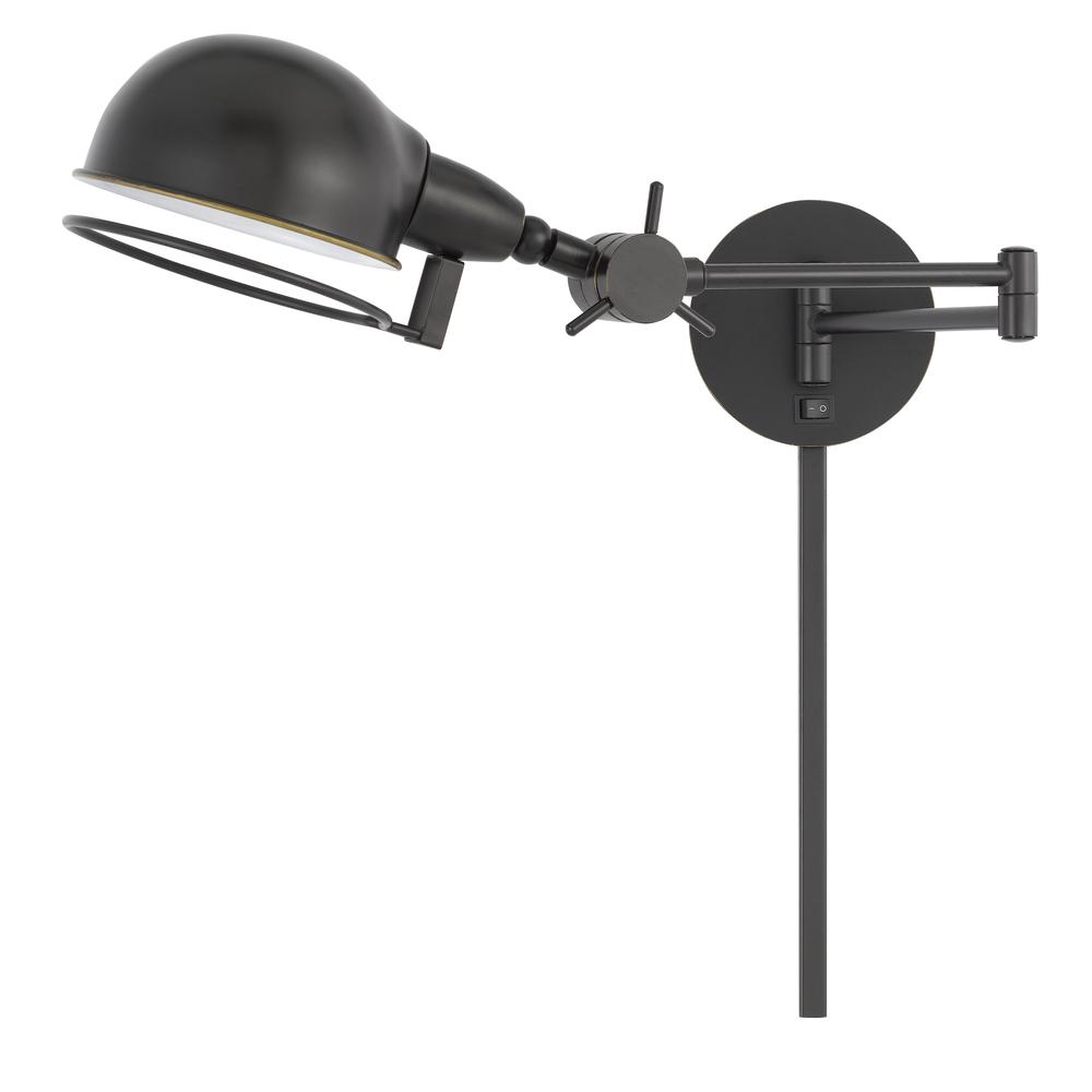 60W Linthal Swing Arm Wall Lamp With Adjustable Shade With 3 Ft Wire Cover. Picture 1