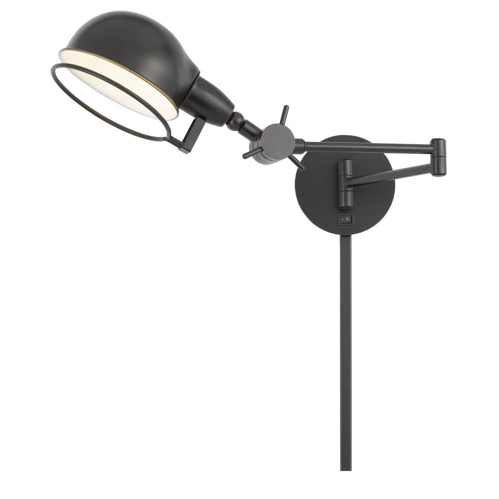 60W Linthal Swing Arm Wall Lamp With Adjustable Shade With 3 Ft Wire Cover. Picture 3