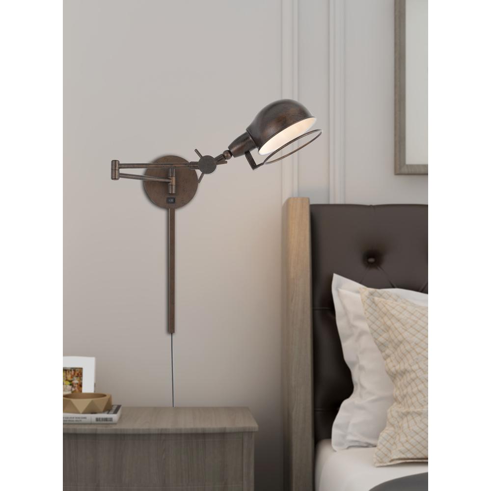 60W Linthal Swing Arm Wall Lamp With Adjustable Shade. 3 Ft Wire Cover included. Picture 2