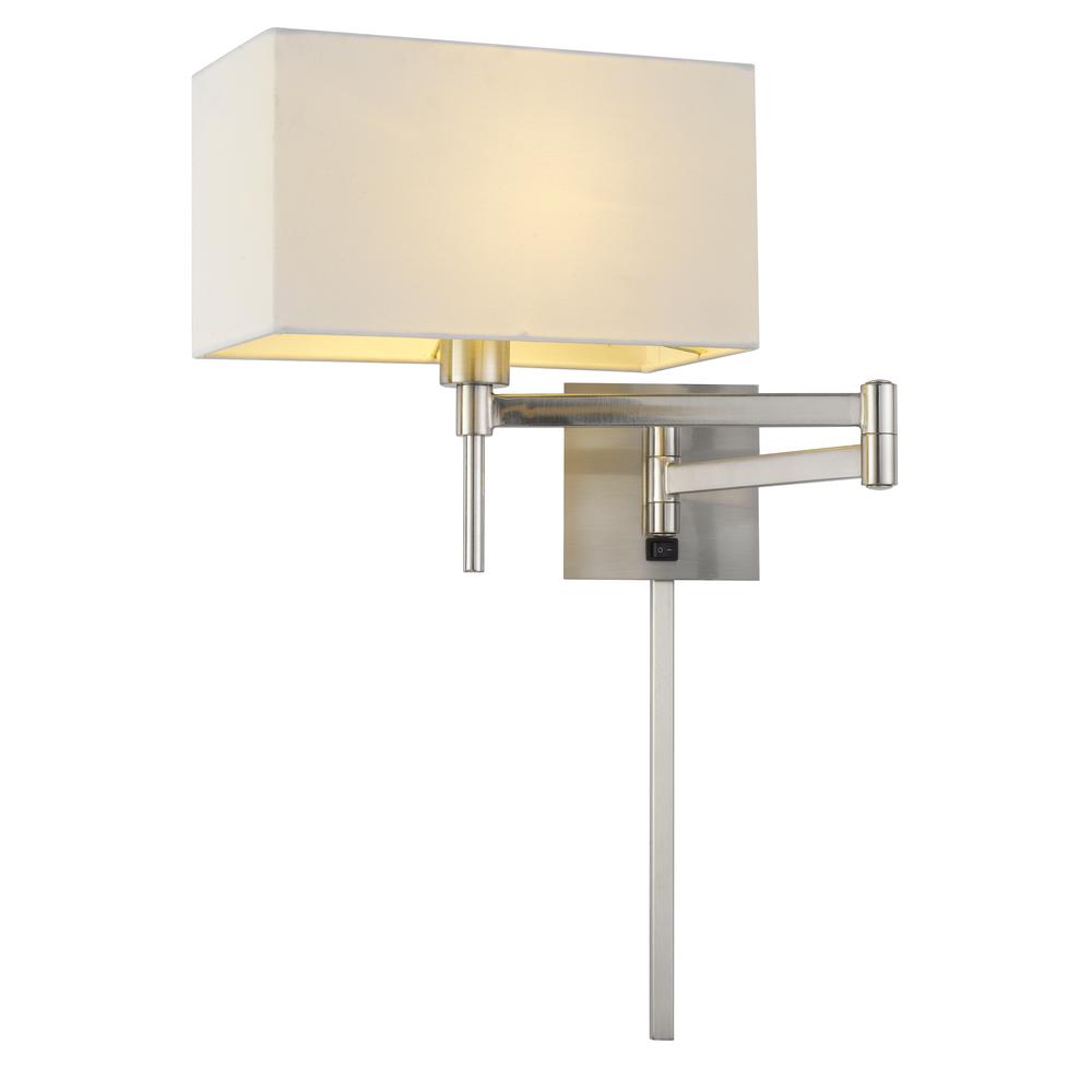 60W Robson Wall Swing Arm Reading Lamp With Rectangular Hardback Fabric Shade. 3 Ft Wire Cover included., WL2930BS. Picture 3
