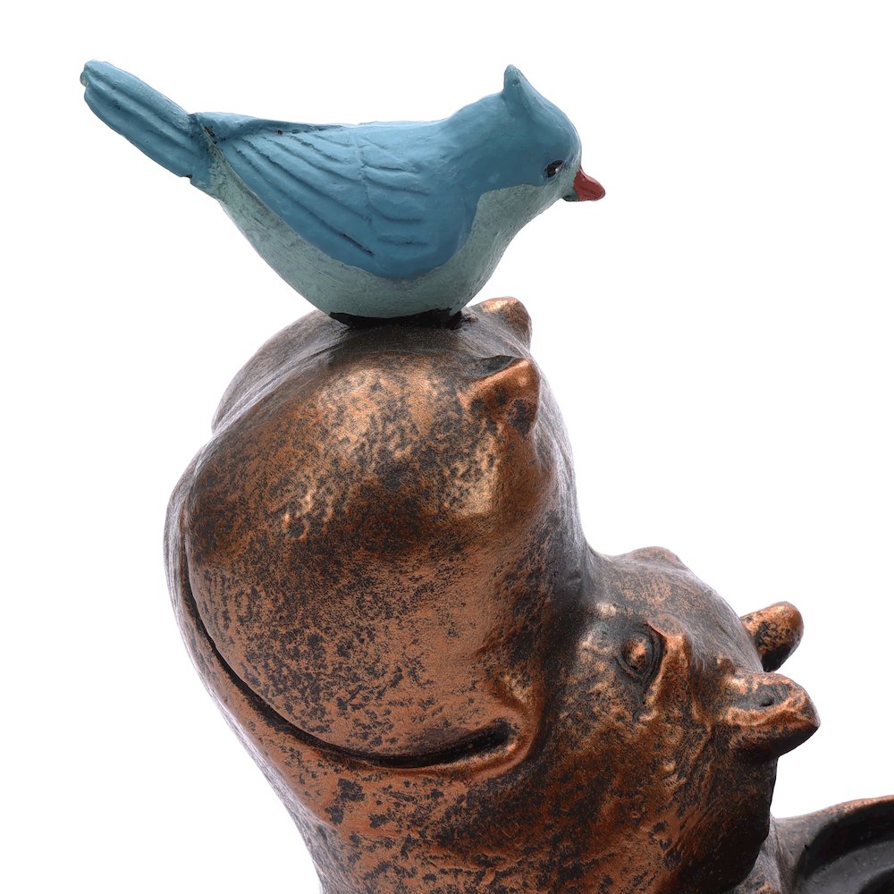 Brown Hippo and Blue Bird MgO Flower Pot Planter. Picture 7