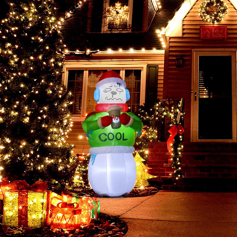 6Ft Shivering Snowman in Ugly Christmas Sweater Inflatable with LED Lights. Picture 4