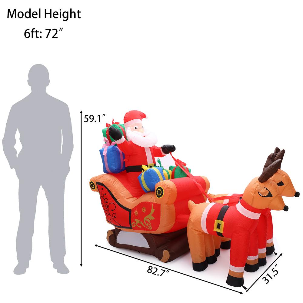 7Ft Santa and Sleigh Inflatable with LED Lights. Picture 5