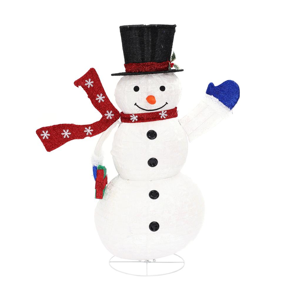 Snowman with Gift Lighted LED Winter Holiday Yard Decoration. Picture 1