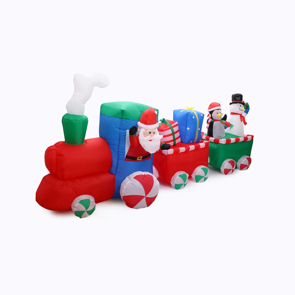 12Ft Santa Snowman Train Inflatable with LED Lights. Picture 5