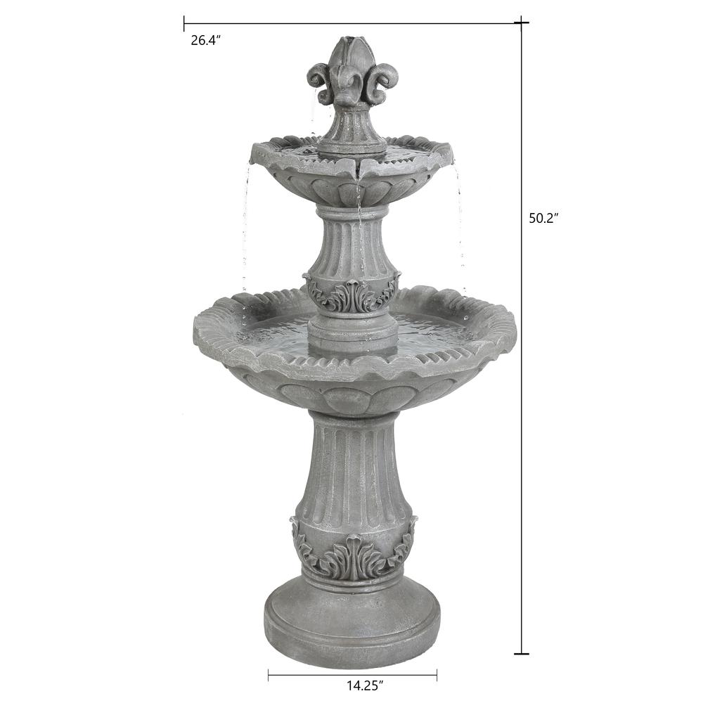 Gray Resin 50" H 2-Tier Outdoor Fountain. Picture 8
