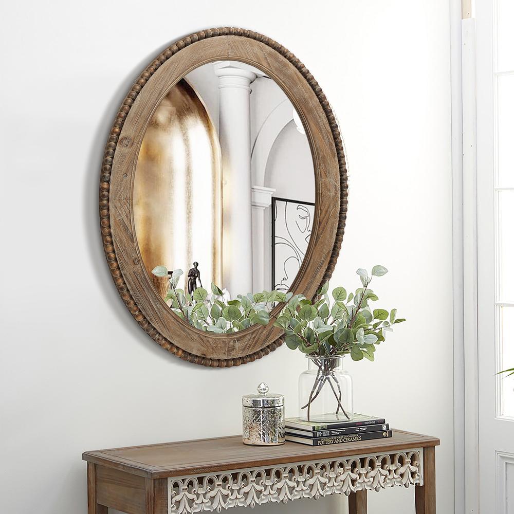 Cameo Wood Framed 32-Inch Oval Wall Mirror. Picture 2