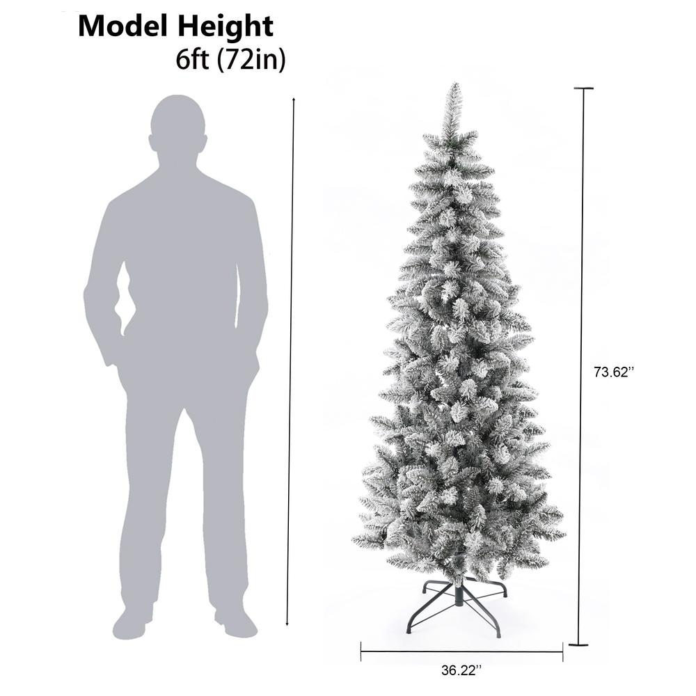 6Ft Artificial Flocked Slim Fir Christmas Tree. Picture 11
