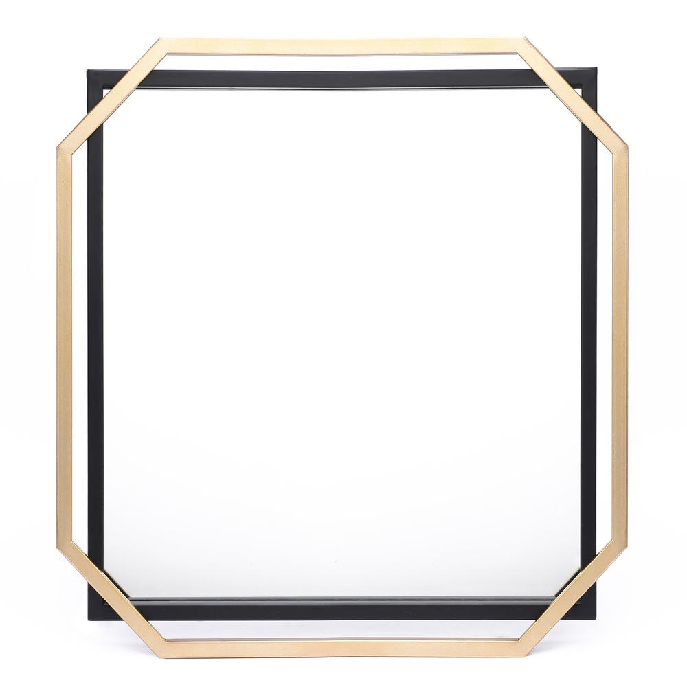 Gold and Black Metal Floating Frame Wall Accent Mirror. Picture 1