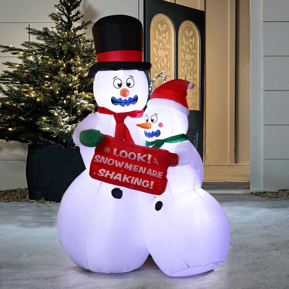6Ft Holiday Snowman Couple Inflatable with LED Lights. Picture 3