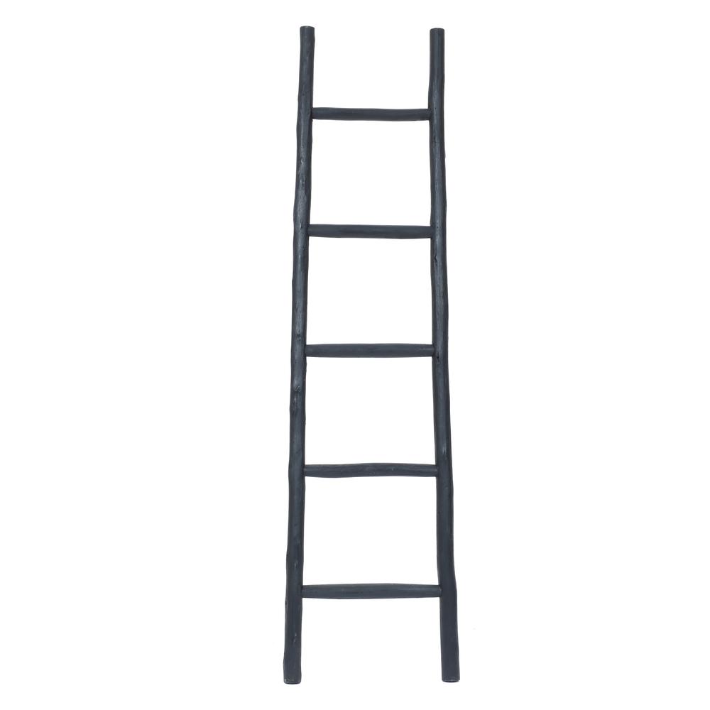 Rustic Black Wood 5-Ft Blanket Ladder. Picture 1